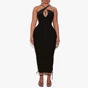 Black Velvet Lace-Up Dress